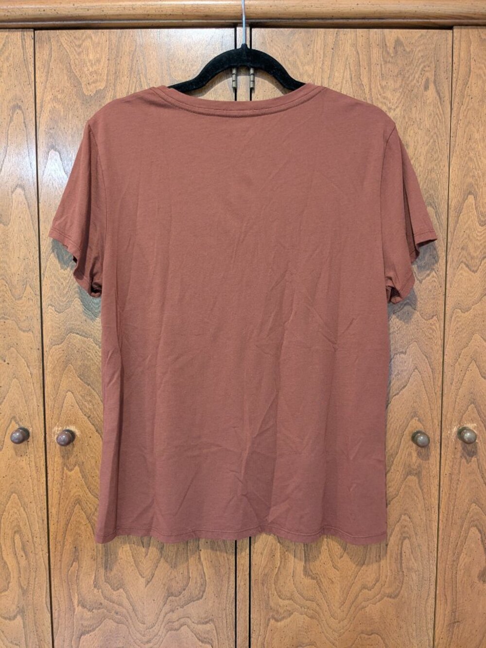 Quince Cotton Modal V-Neck Tee Copper Reddish Brown Large Short Sleeve T-Shirt T - Picture 8 of 8